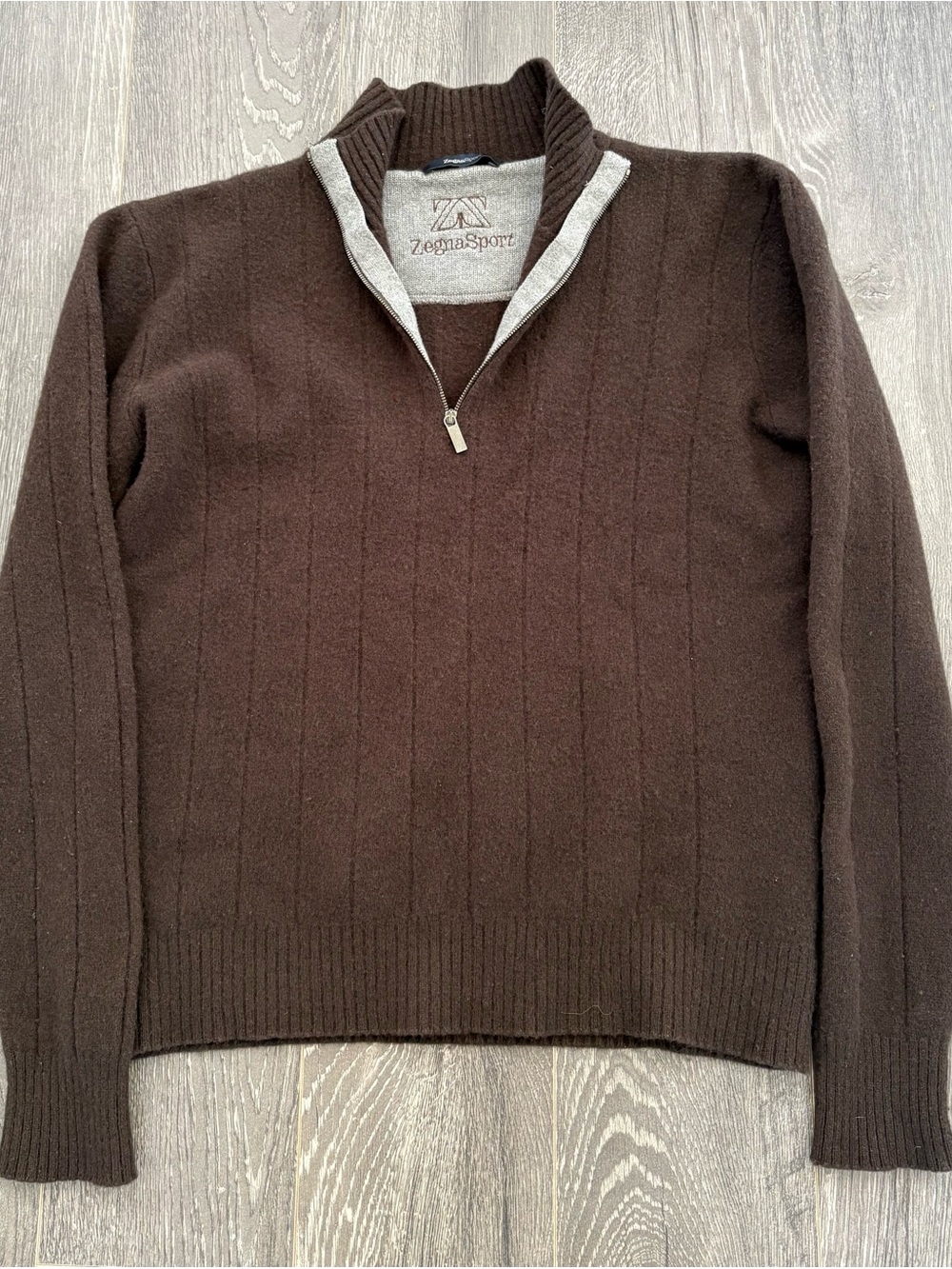 Ermenegildo Zegna Sport Men’s Wool Cashmere 1/4 Zip Sweater Brown M